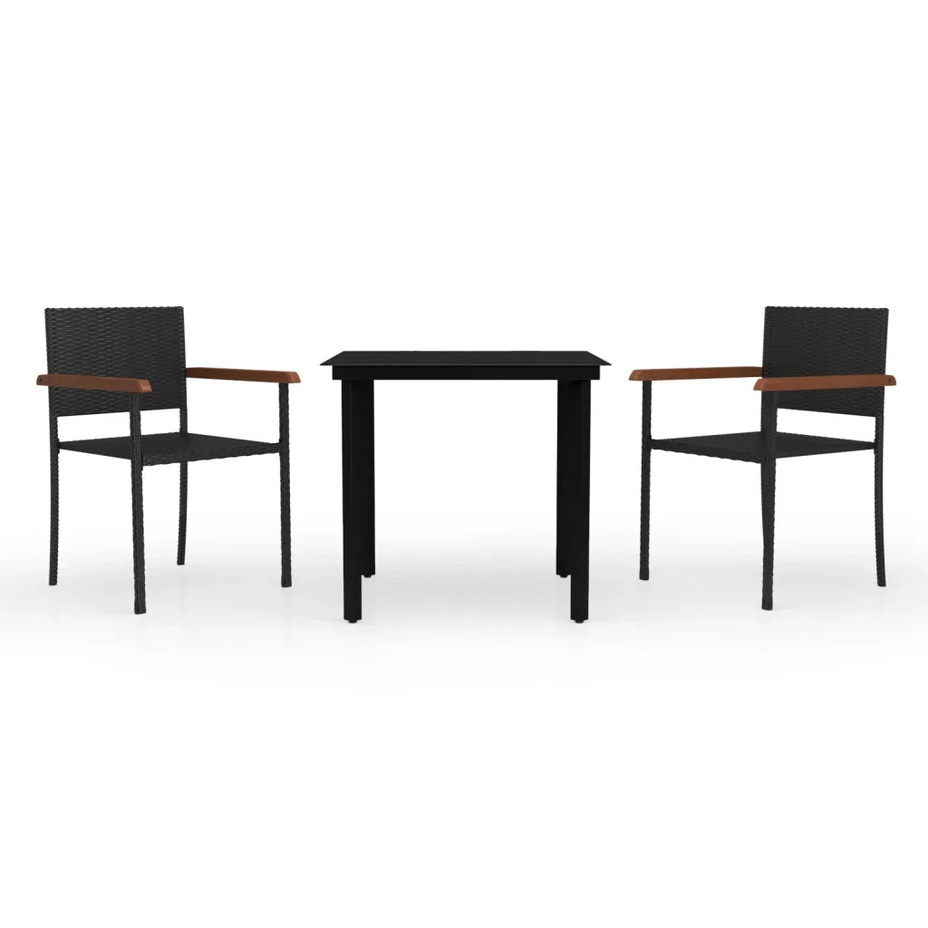 Set Mobili da Pranzo per Giardino 3 pz Nero 3099413