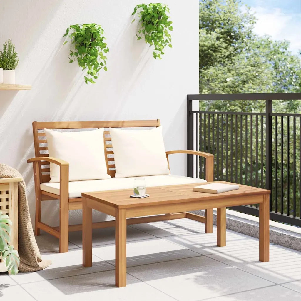 Salotto da Giardino-Set Panchina e Tavolo da Giardino con Cuscini 2 Pezzo 198023