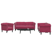 Set di Divani 3 pz Rosso Vino in Velluto 3209213