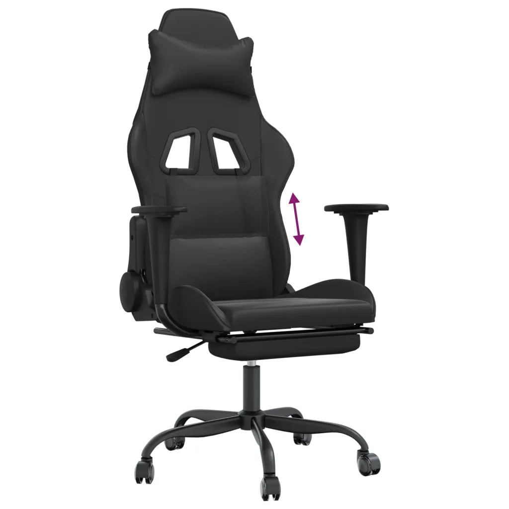 Sedia da Gaming | Sedia da e-sports con Poggiapiedi Nero in Similpelle