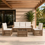 Set Divano da Giardino 6 pz Beige e Bianco Crema polyrattan 3435084
