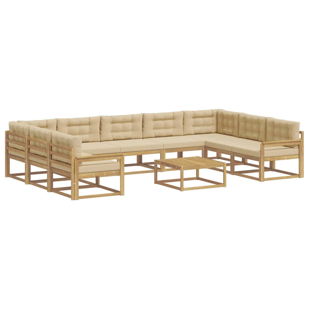 Set di divani da esterno con cuscino 10 pcs Bianco e Beige