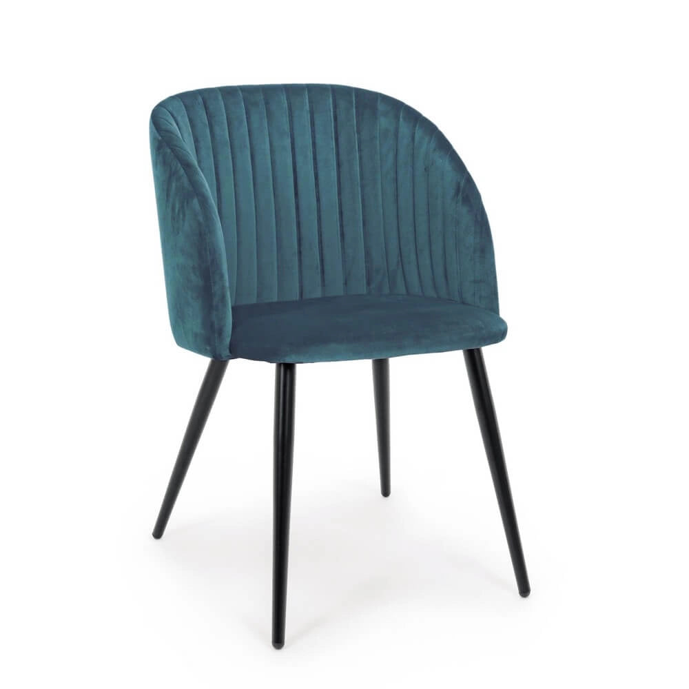 Set di 2 Sedie Imbottite in Velluto con Gambe in Acciaio - FELICIA