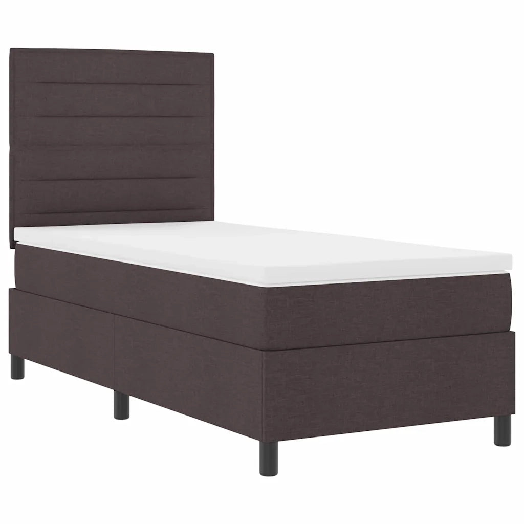 Letto a molle con materasso Marrone scuro 90 x 190 cm Tessuto 3342756