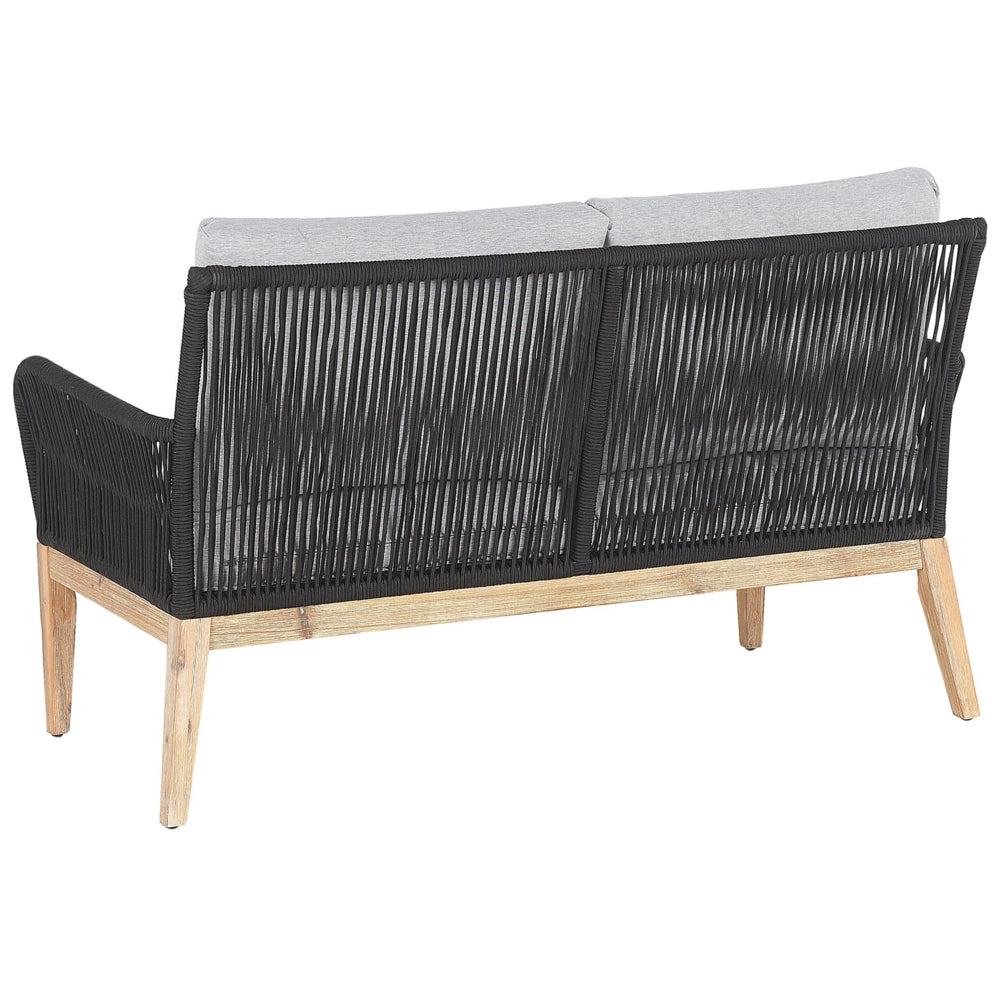 Set Conversazione Giardino Legno Acacia Grigio Cuscini Moderni da Esterno 4 Posti con Tavolino
