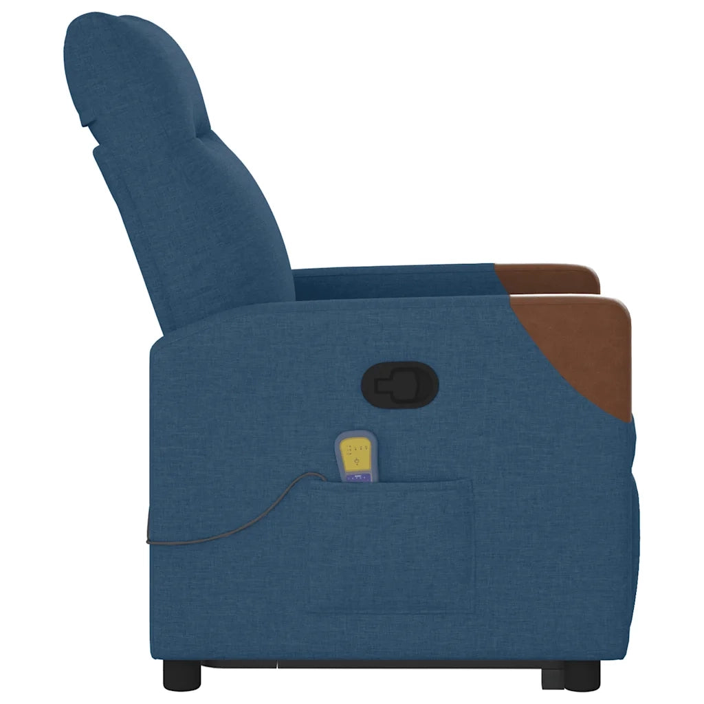 Poltrona Alzapersona Massaggiante | Sedia Relax Reclinabile Blu in Tessuto