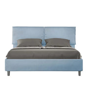 Letto matrimoniale senza rete imbottito 160x210 microfibra azzurro Mados