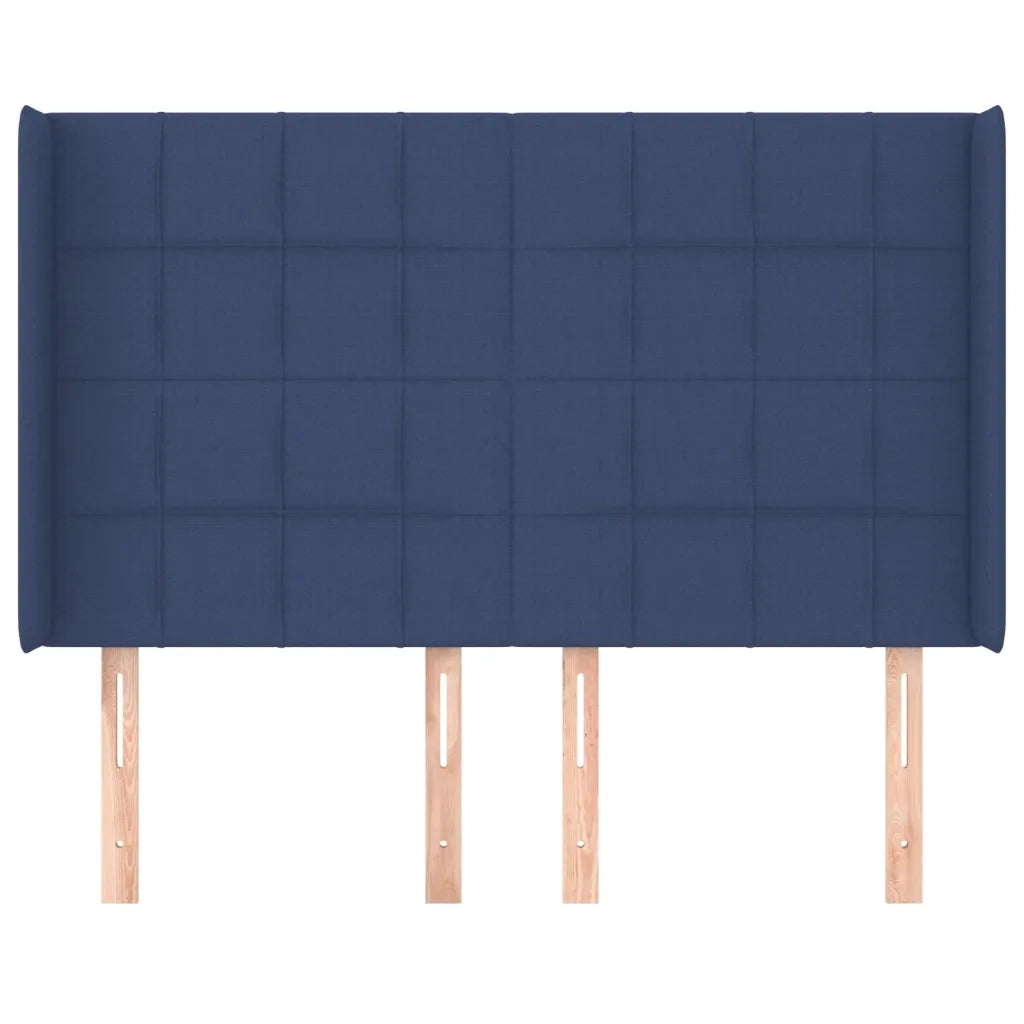 Testiera ad Orecchio-Testata con Orecchie Blu 147x16x118/128 cm in Tessuto 879073