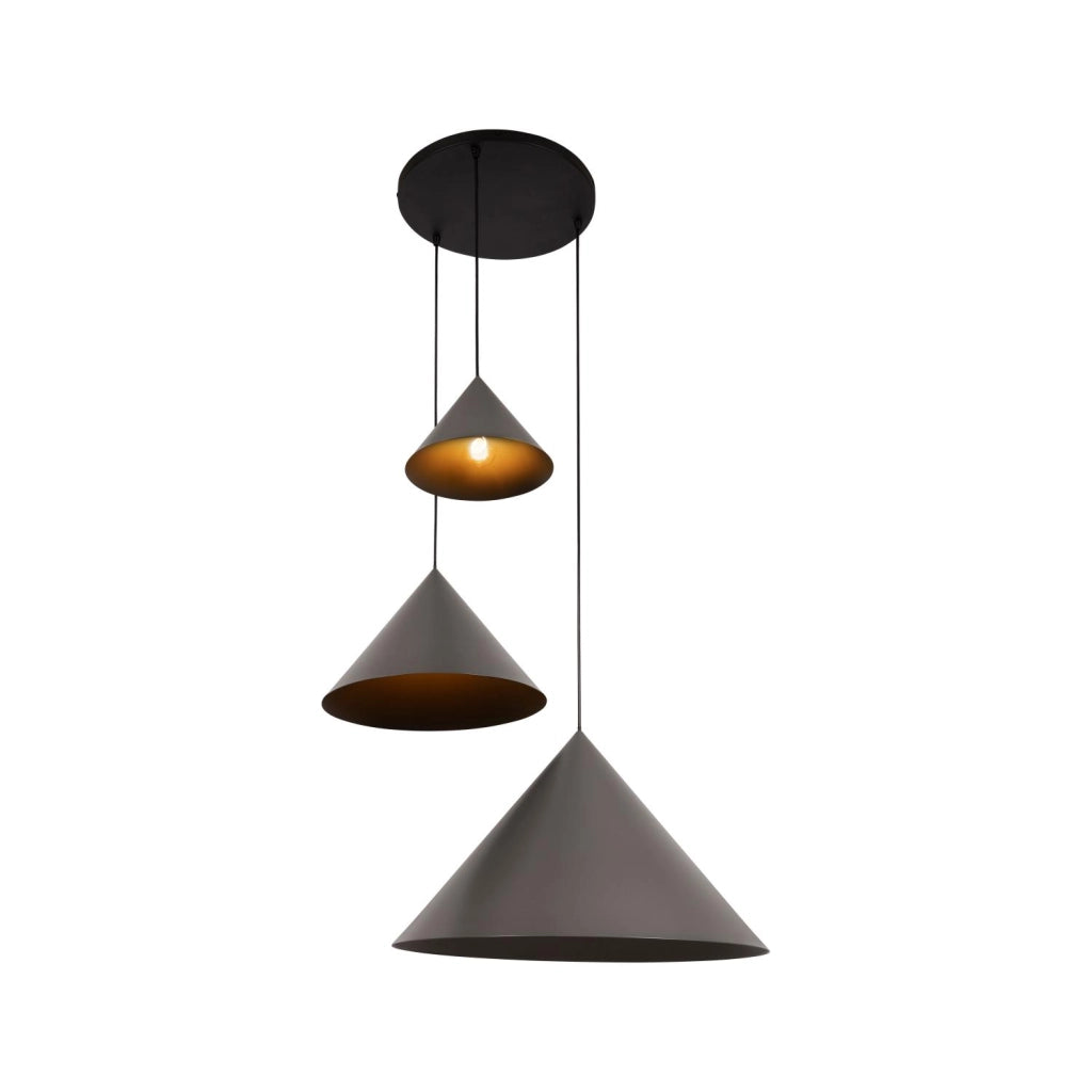 Lampada a sospensione SPITZE 3 luci E27 grigio nero Lucide