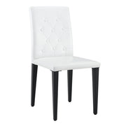 Set di 4 sedie da pranzo - con schienale trapuntato e piedini antiscivolo - in PU e metallo - bianco e nero