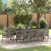 Set da pranzo da giardino 11 pezzi con cuscini Grigio Polyrattan