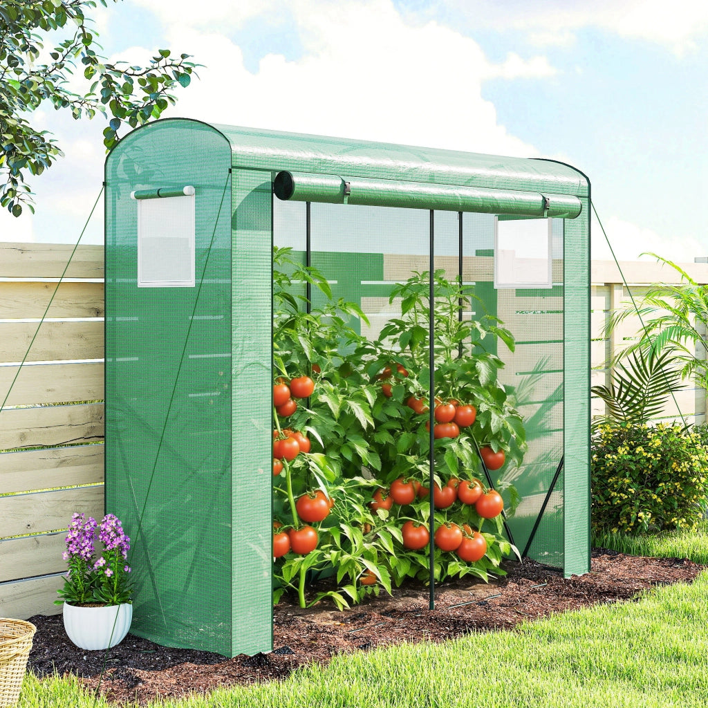 Serra da giardino in acciaio con rete e porta a rullo ¨C Minimal ¨C Verde 200x75x188 cm