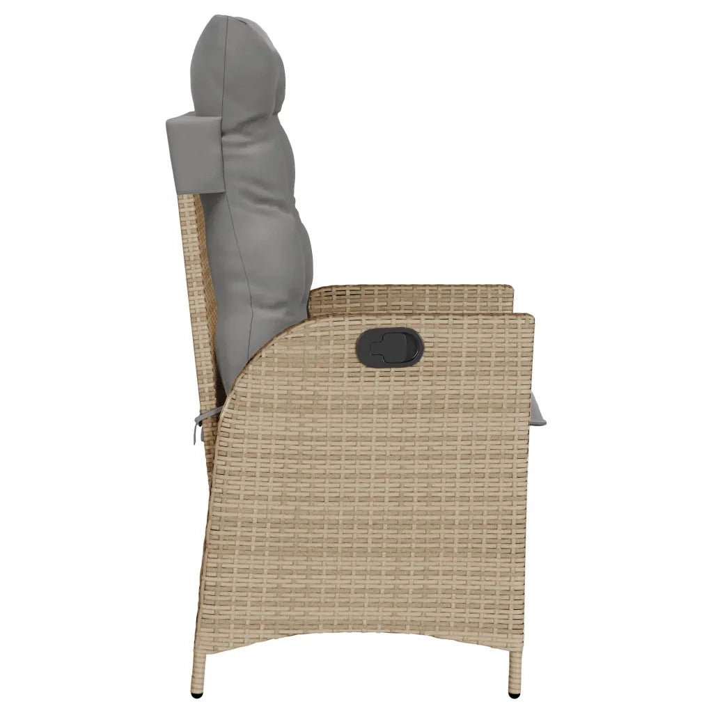 Sedie Reclinabili Giardino 2pz Cuscini Beige Misto Polyrattan 365269