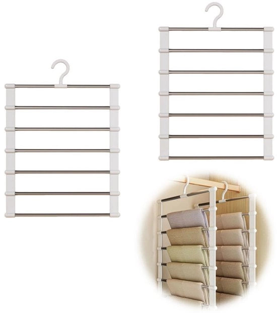 Due Stuks Hanger per Abito - Hanger per Abito - Hanger per Pantaloni - Organizzatore per Armadio - Organizzatore per Abiti - Hanger per Pantaloni - Hanger per Abito Antiscivolo - Hanger per Abito in Metallo - Hanger per Abito in Acciaio Inox