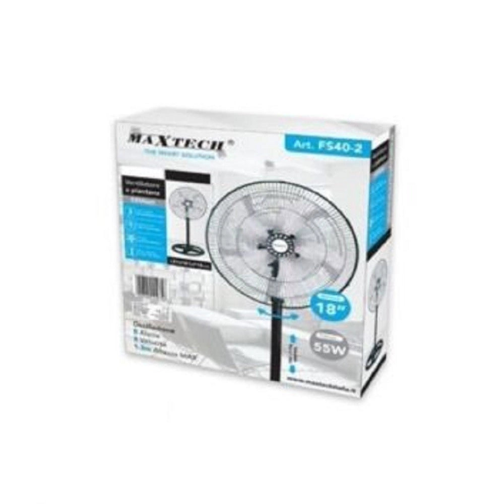 Trade Shop - Ventilatore A Piantana 5 Pale In Acciaio Regolabile Oscillante 3 Velocità Fs40-2 -