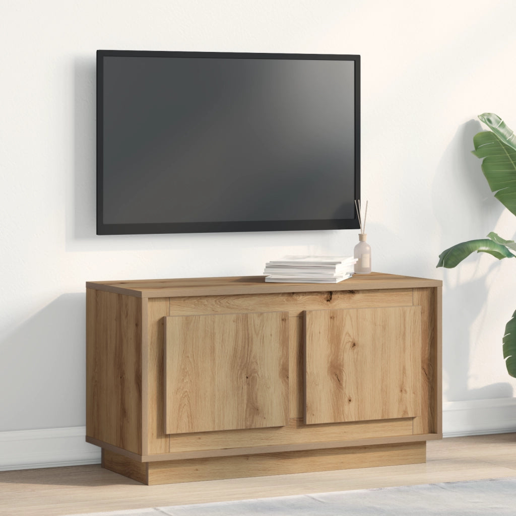 Mobile TV  in Rovere Artigianale 80x35x45 cm in Legno Ingegnerizzato