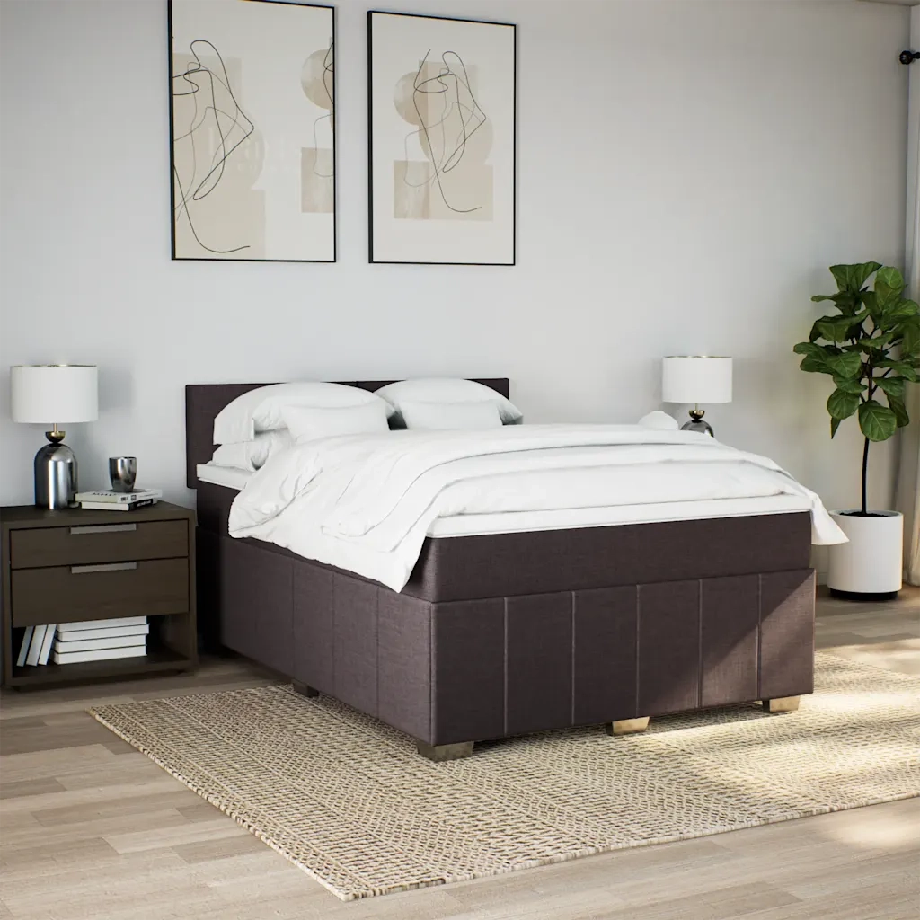 Giroletto a Molle con Materasso Marrone Scuro 140x190cm Tessuto 3289359