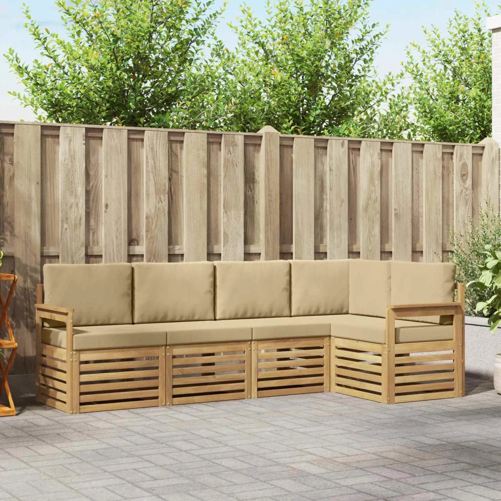 Set di divani da esterno 5 pcs Bianco e Beige