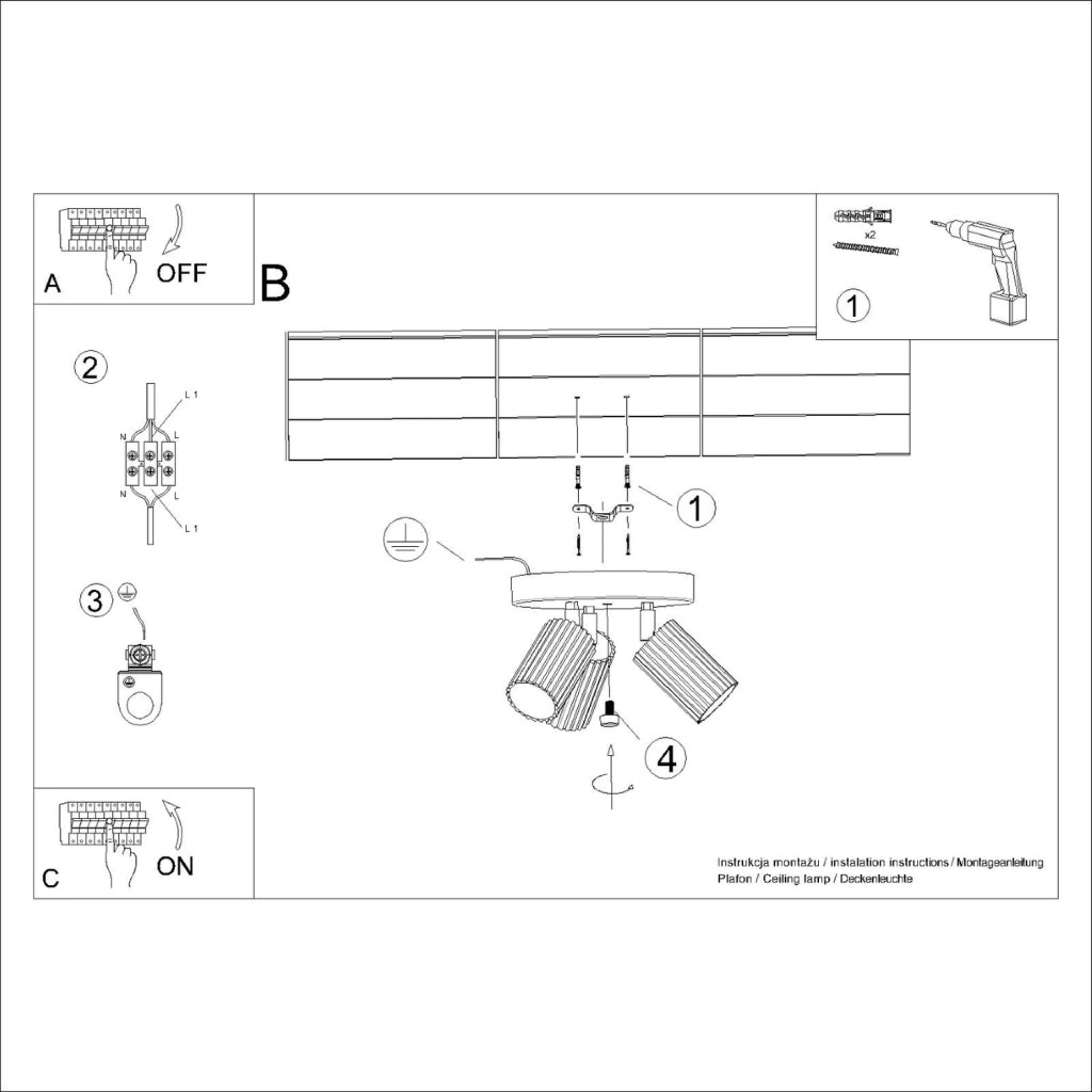 Plafoniera moderna beige tonda Ø20 orientabile 3xGU10 GRAVIO