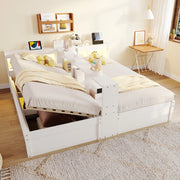 DESMIU Divano Letto 90/180 × 200 cm 2 Posti con Presa, LED e Contenitore Idraulico, senza Materasso, Bianco