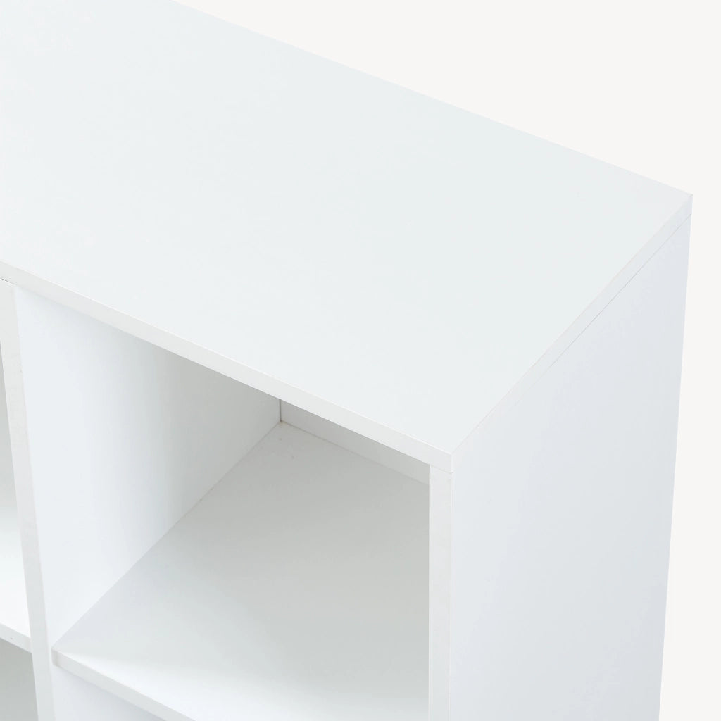 Armadio Comò Alto Bopibobro a 2 Ante Credenza con 4 Ripiani Aperti e 4 Vani Chiusi 118 x 64 x 30 cm - Bianco [en.casa]
