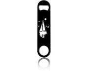 Apri bottiglie - Design artistico - Nero - Acciaio inossidabile - Ideale per bar e feste - 17,8 x 4 cm