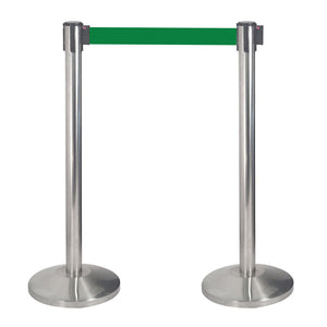 2 Colonnine Tendinastro 3 metri in Acciaio Inox Spazzolato Ø36x101 cm Nastro Verde
