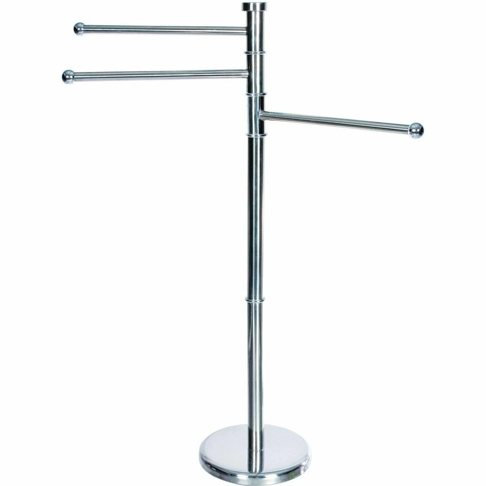 Trade Shop - Piantana Portasciugamani A 3 Posti Bracci Rotanti H87cm In Acciaio Inox Satinato Bagno -