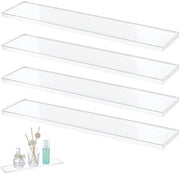 Scaffalature di archiviazione 4 pezzi - Cristallo acrilico - Montate sulla parete - Organizzatori - Elevatori di display - 33 x 7,6 x 1 cm - Scaffalature di display