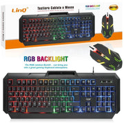 Trade Shop - Tastiera Cablata + Mouse Usb Con Filo Retroilluminata Rgb Luce Gaming Pc Mk7183 -