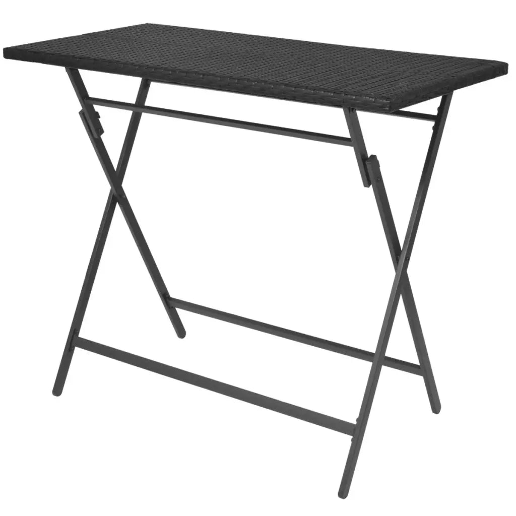 Set da Giardino 7 pz Pieghevole in Acciaio e Polyrattan Nero 42878