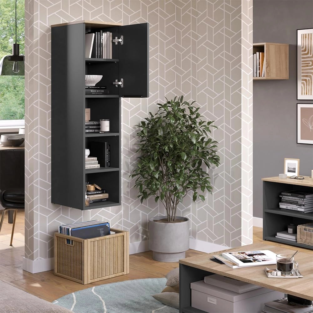 Armadio universale Wido, Grigio, 30.2 x 120 cm con una porta