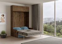 Letto Matrimoniale A Scomparsa 160 Kentaro Con Divano E Pensile Noce e Azzurro