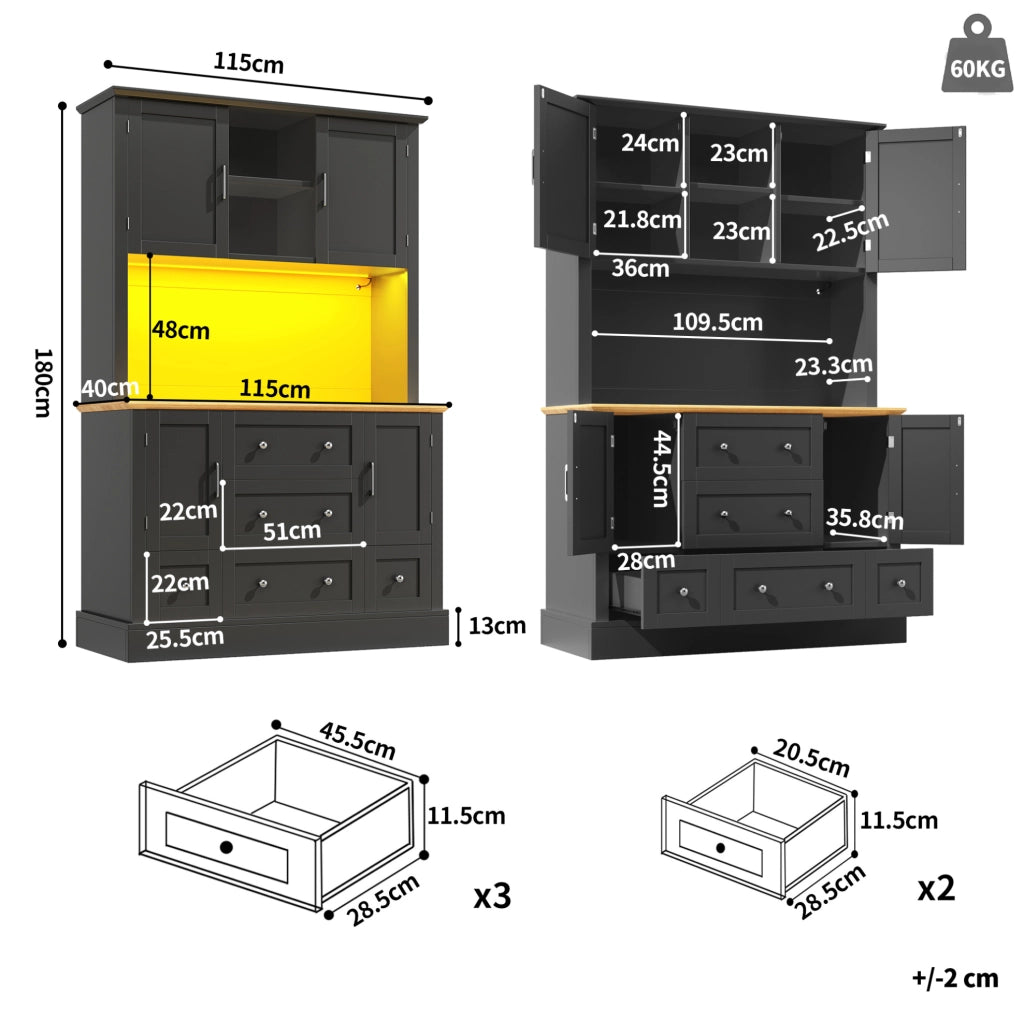 Mobile alto con LED controllabile via app 115×40×180 cm