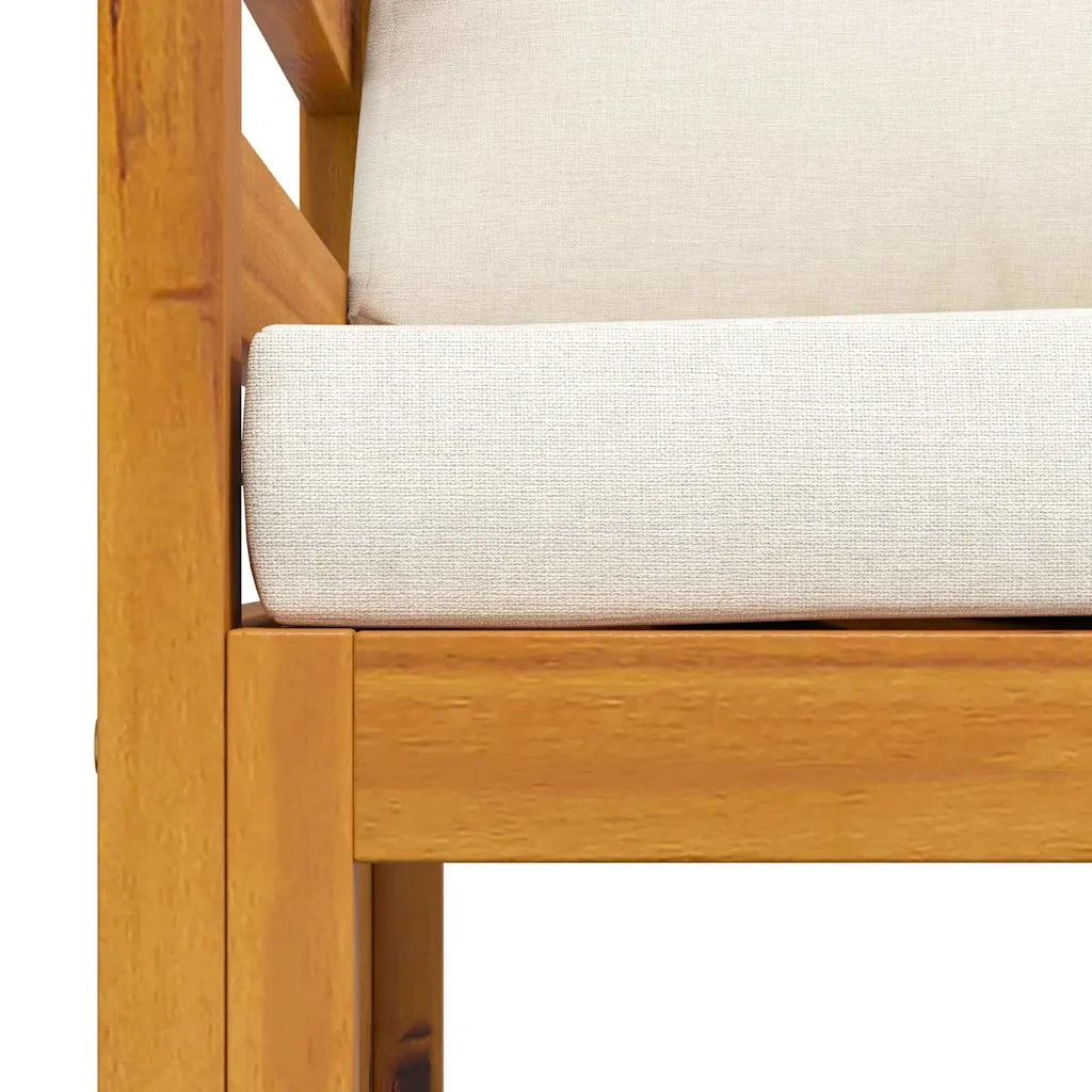 Sedia da patio-Sedia da Giardino con Cuscino Crema in Legno Massello di Acacia 350354