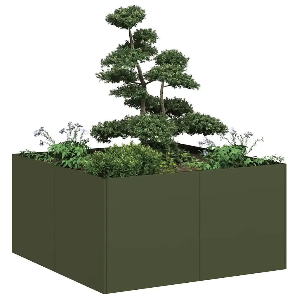 Fioriera Verde Oliva 80x80x40 cm in Acciaio Laminato a Freddo 860741