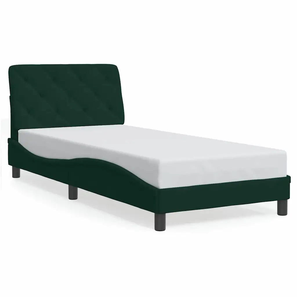 Giroletto senza Materasso Verde Scuro 90x190 cm in Velluto
