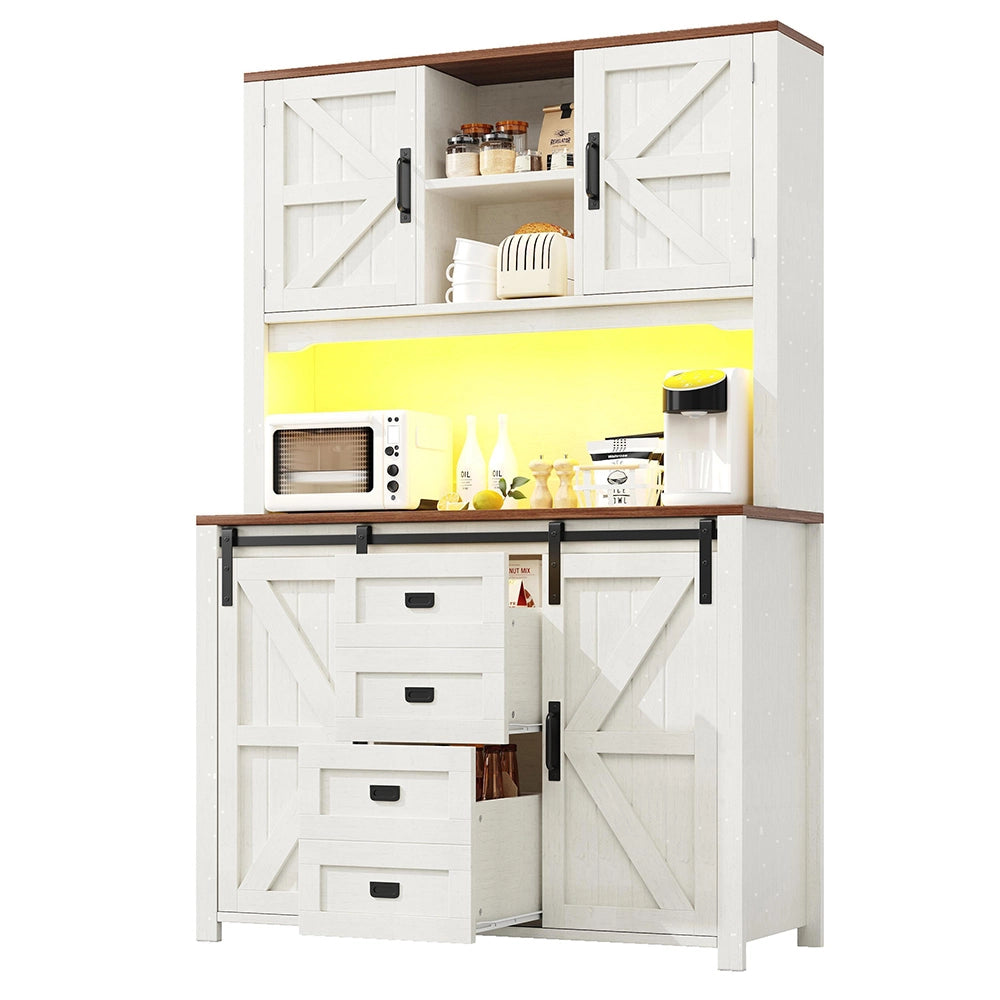 Armadio cucina con ante scorrevoli e LED - Xylo - 115x40x175 cm - Nero/Bianco
