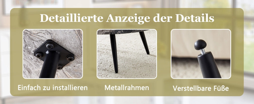 TAVOLINO DA CAFFÈ rotondo 70 cm effetto marmo grigio MDF e metallo nero