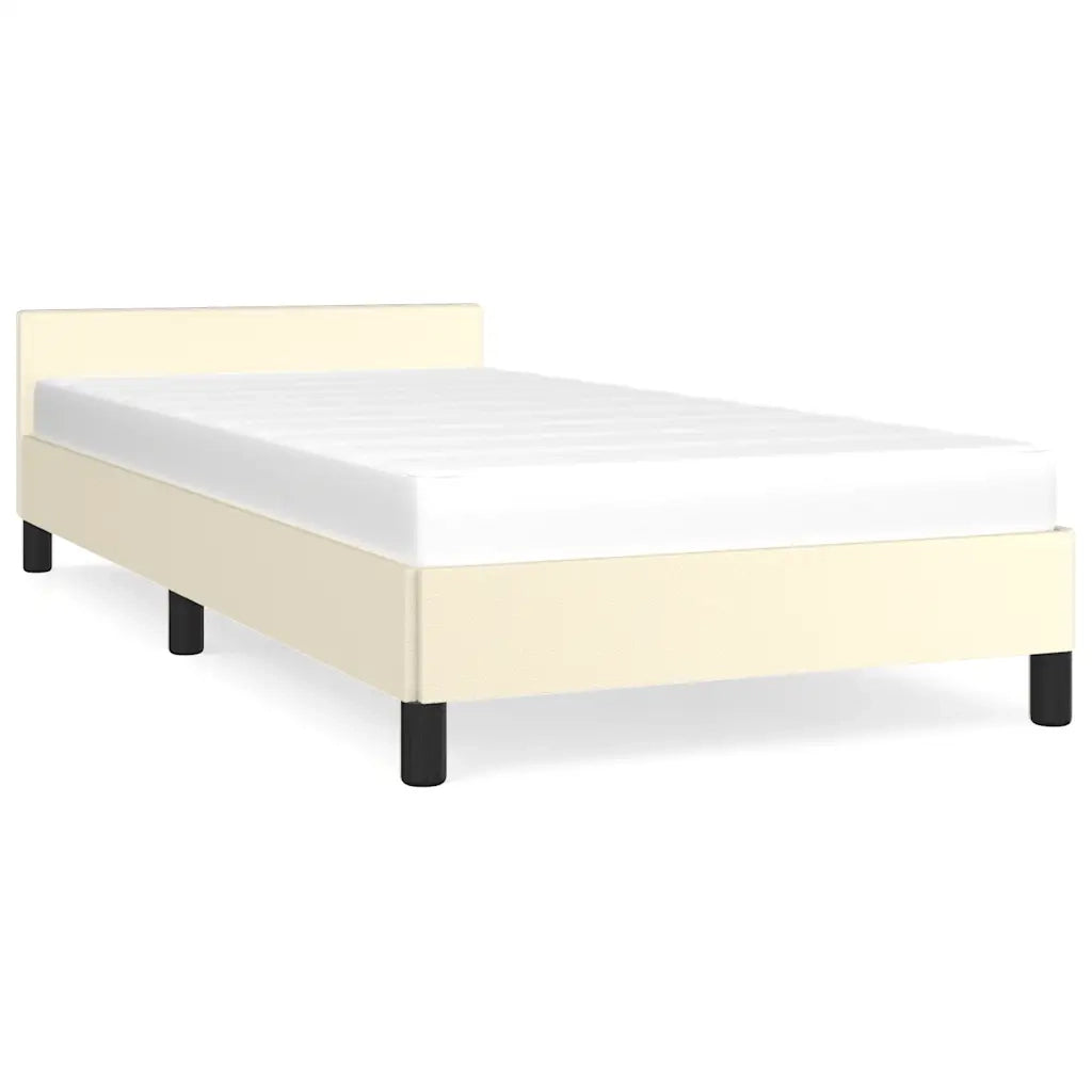 Letto singolo | Letto per adulti | Giroletto con Testiera senza Materasso Crema 100x200 cm