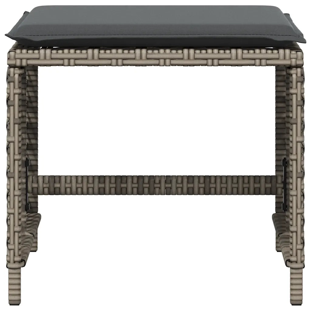 Sgabelli Giardino con Cuscini 4 pz Grigi 41x41x36cm Polyrattan CFW4459813