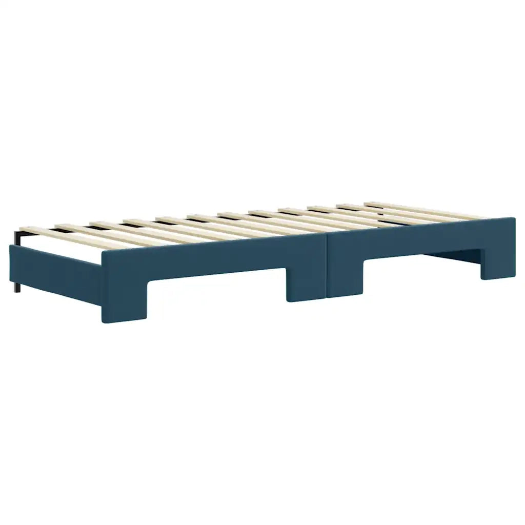 Divano Letto Estraibile con Cassetti Blu 90x200 cm in Velluto 3197372