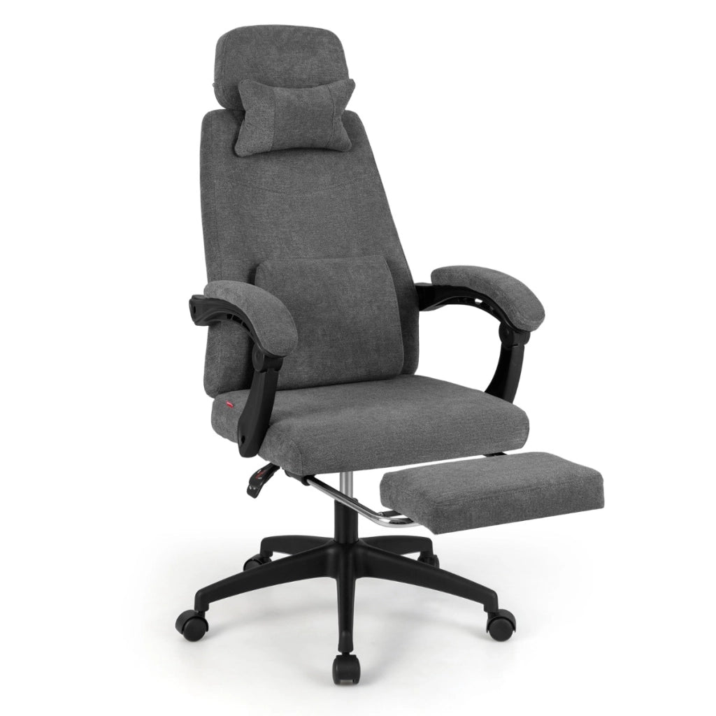 Sedia da ufficio reclinabile da scrivania in tessuto con braccioli imbottiti, Sedia poltrona esecutiva ergonomica-Sedie da ufficio
