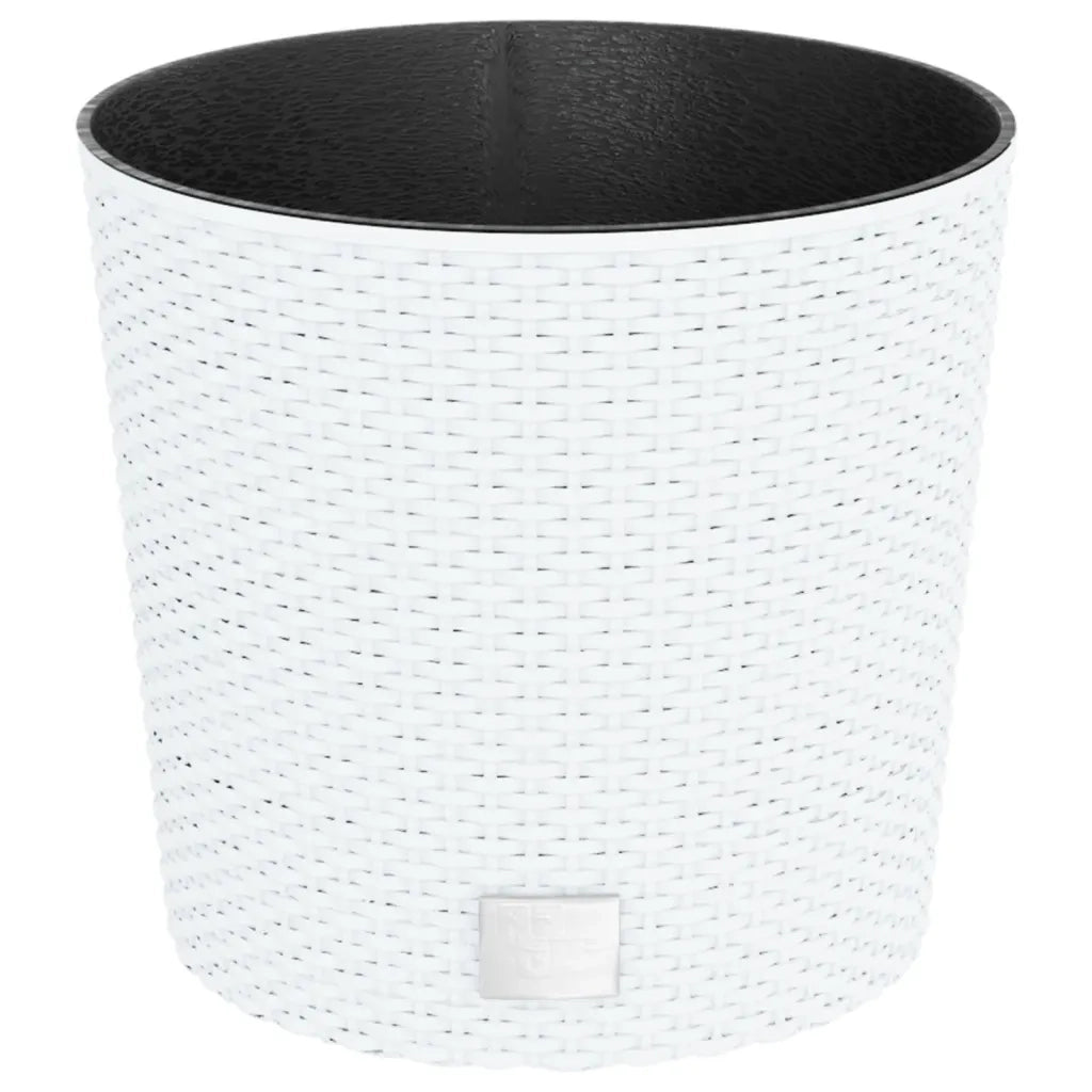 Fioriera con Interno-Vaso-Contenitore per Piante Rimovibile Bianca 15 / 15,3 L PP Rattan