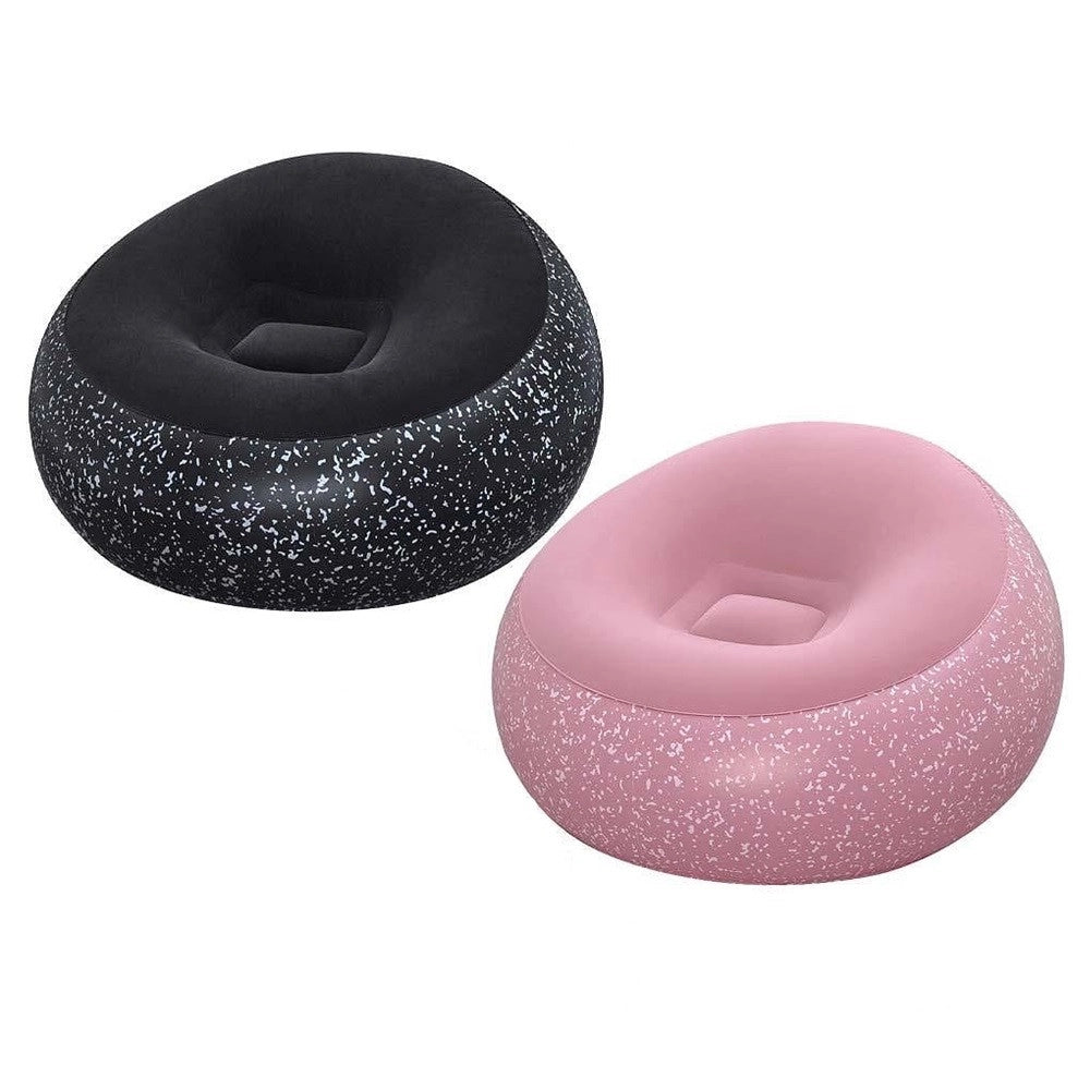 Trade Shop - Poltrona Pouf Gonfiabile 112x112x66cm Superficie Vellutata Design Macchiettato Casa Giardino -