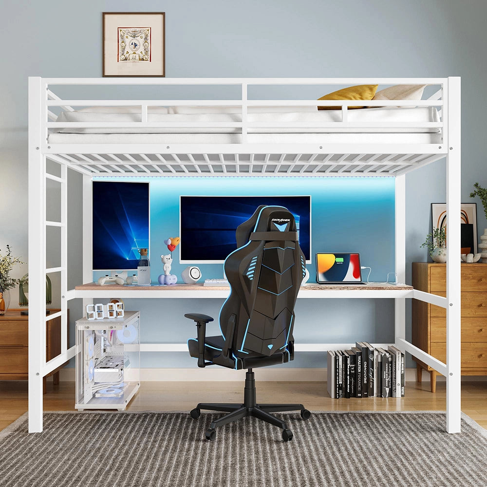 Letto mezzanino smart 90x200cm - Xylo - bianco, controllo app, USB