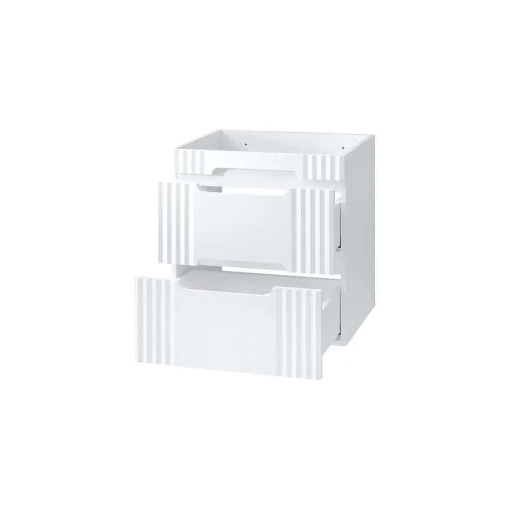 Mobile sottolavabo FIDJI 60 cm – Bianco alpino lucido – 2 cassetti – Fissaggio a muro o a terra