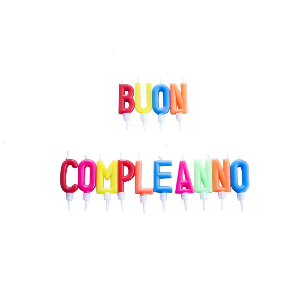 Trade Shop - Candeline Scritta Buon Compleanno Multicolore Torta Festa Party -