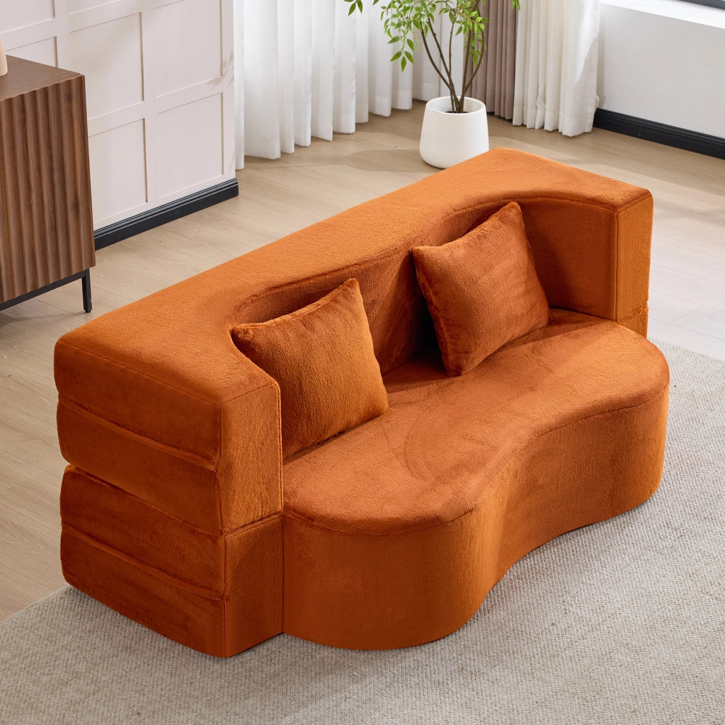 Divano Letto Pieghevole ¨C MINIMAL ¨C Velluto Arancione