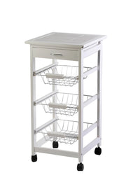 Carrello da Cucina in Legno Bianco 3 Cestelli Tosini A308-28S